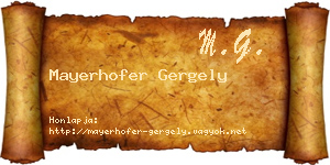 Mayerhofer Gergely névjegykártya